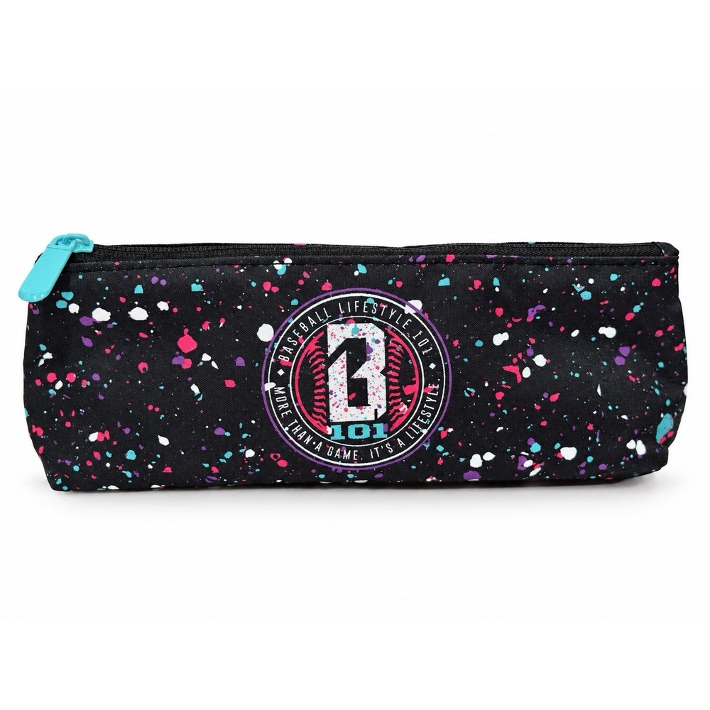 Baseball Lifestyle 101 Pencil Case Zipper Pouch Splatter Print Multicolor Black